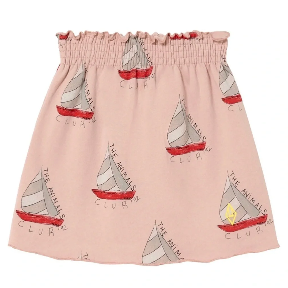 Pink Skirt with Sailboat Print by boutique the animal observatory